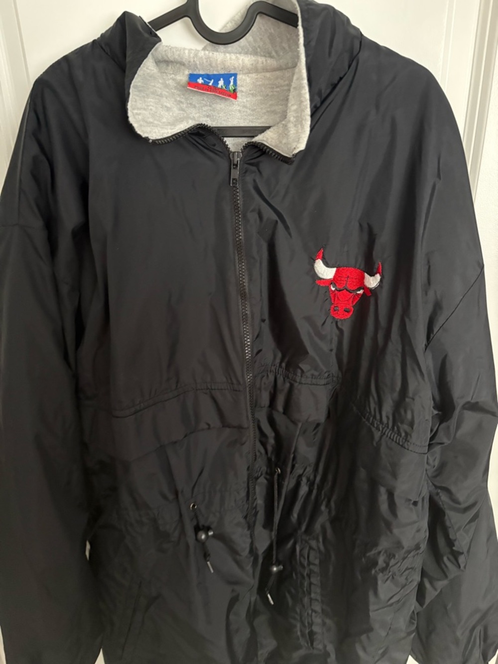 1990s Chicago Bulls Black Bomber Jacket with Red Logo